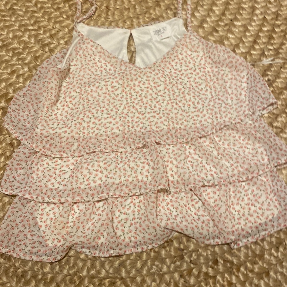 Flowy floral top pink and white